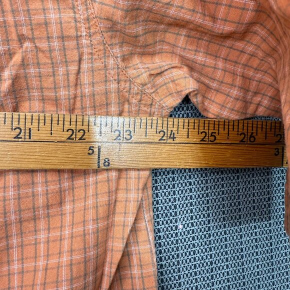 Columbia Mens Size L Orange Plaid Short Sleeve Button-Up Shirt - Picture 7 of 9
